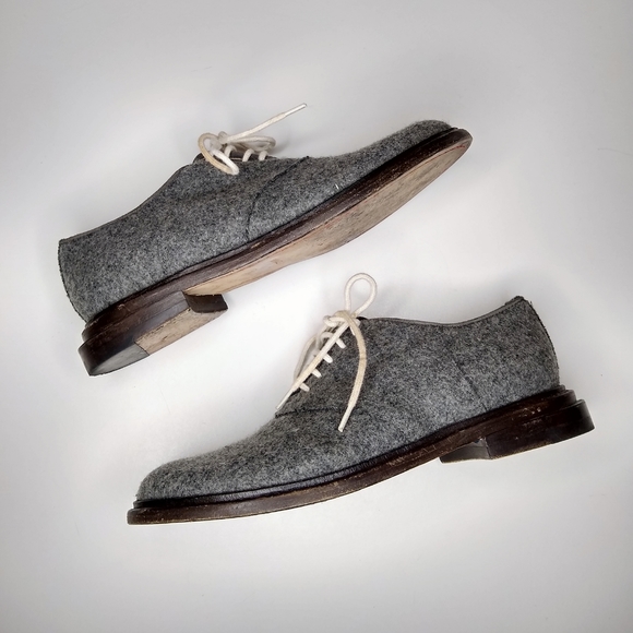 BAND OF OUTSIDERS GRAY FELTED WOOL OXFORD LOAFERS - Picture 10 of 13